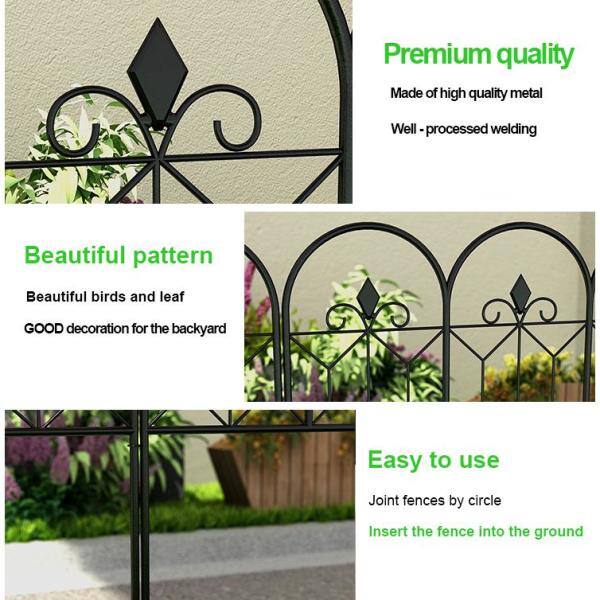 Kingdely 20 ft. W x 31.5 in. H Black Steel Garden Fence Panel Rustproof Decorative Garden Fence (10-Pack) WFKF170141-02