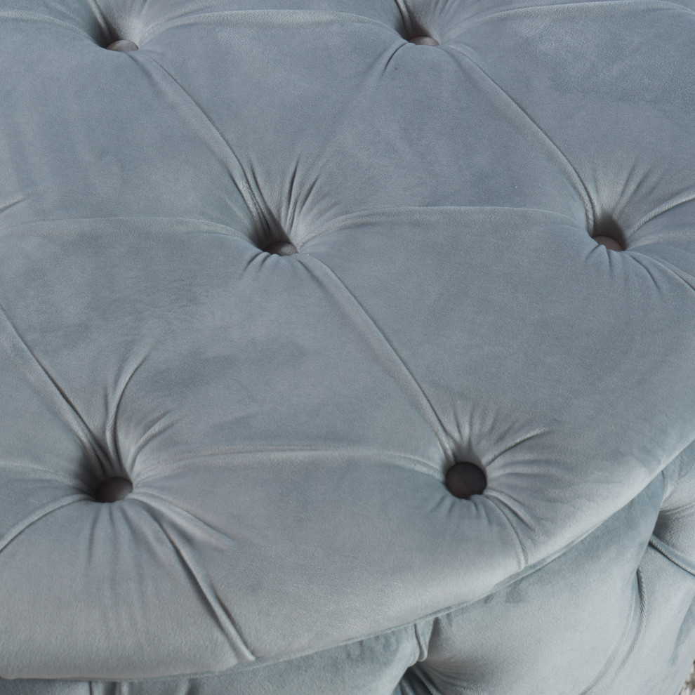 GDF Studio Maelyn Modern Glam Tufted Velvet Round Ottoman   Transitional   Footstools And Ottomans   by GDFStudio  Houzz