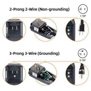 ELEGRP 4.67 in. 15 Amp Auto Reset 3 Prong Portable GFCI Replacement Right Angle Plug Assembly EG20PAS0201-5P