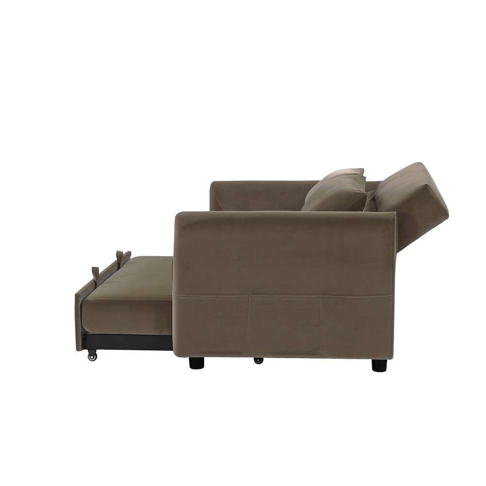 Leisure Love Sofa Adjustable Convertible Twin Sleeper Size Bedroom Recliner Sleeper Sofa Dutch Velvet with Rubber Wheels