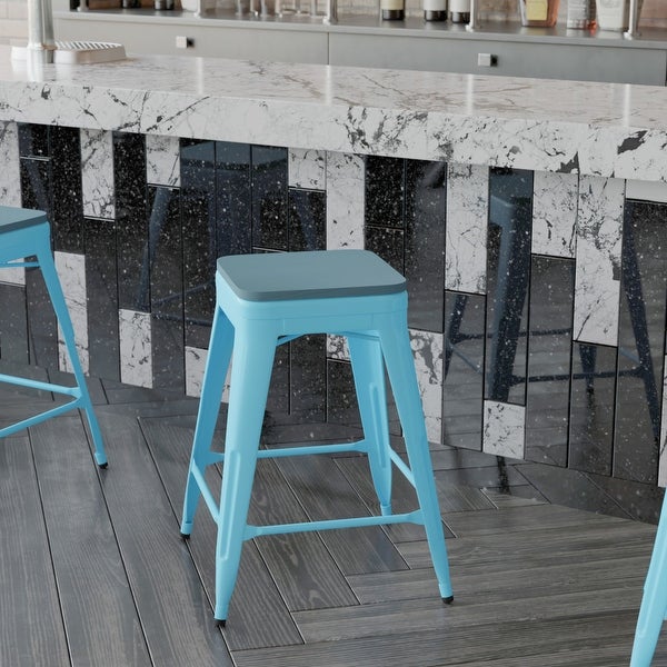 All-Weather Backless Commercial Bar Stool with Poly Resin Seat