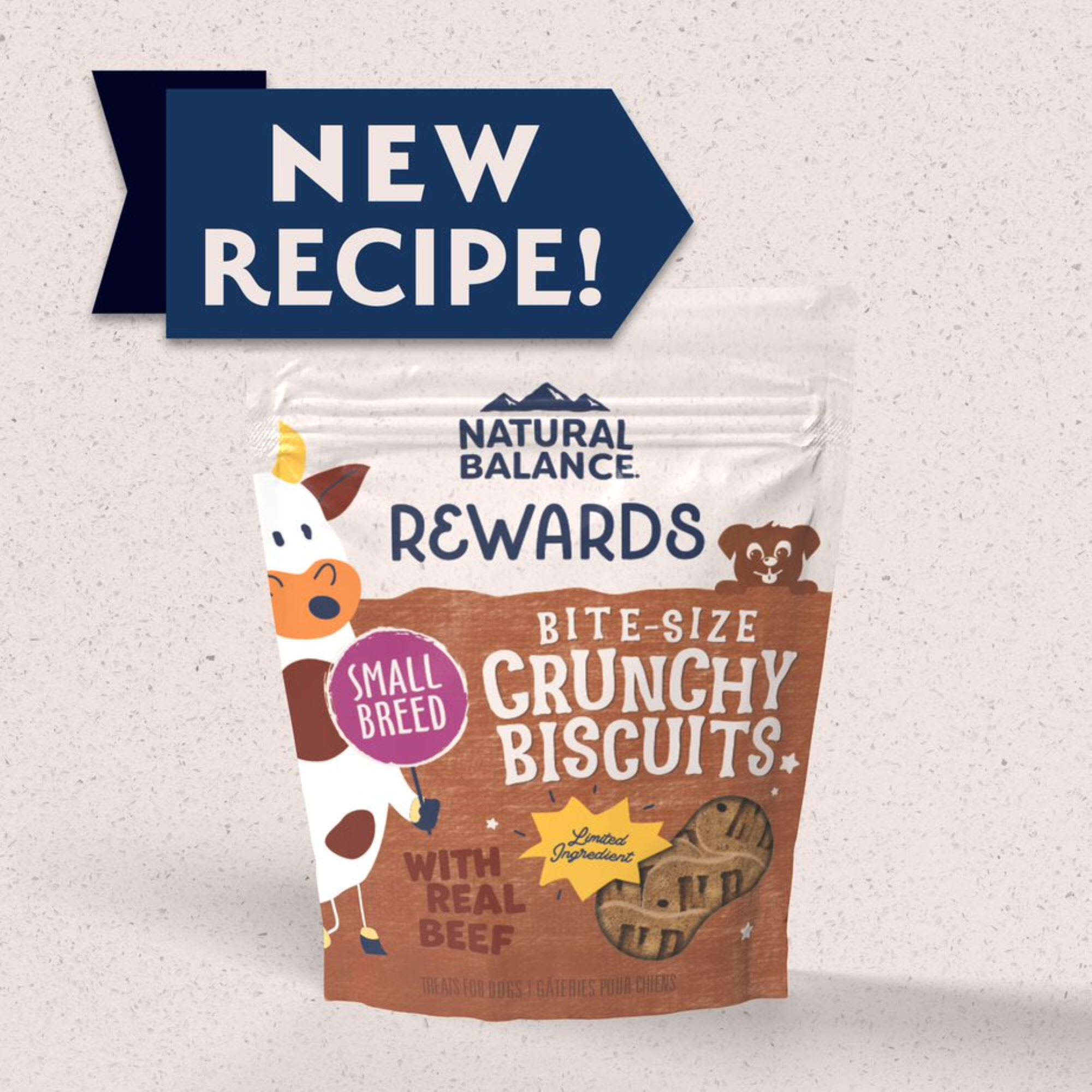 Natural Balance Crunchy Biscuits Small Breed With Real Beef Dog Treats， 8 oz.