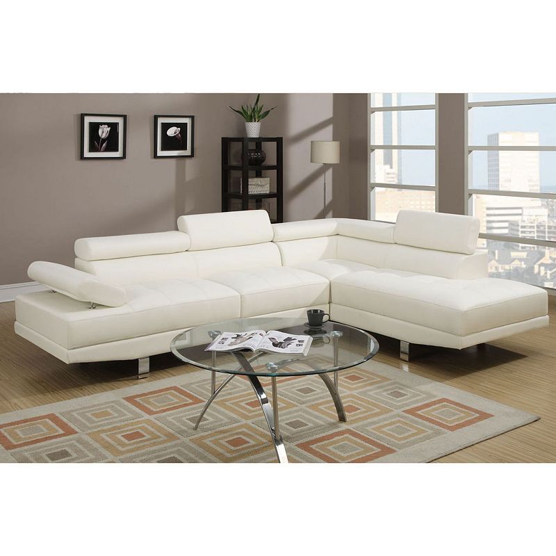 F.c Design Faux Leather Sectional Sofa Living Room Furniture Adjustable Headrest Reversible Chaise