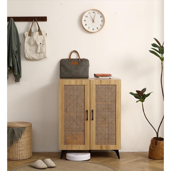 29.5-inch Storage Cabinet with 2 Rattan Weaving Doors