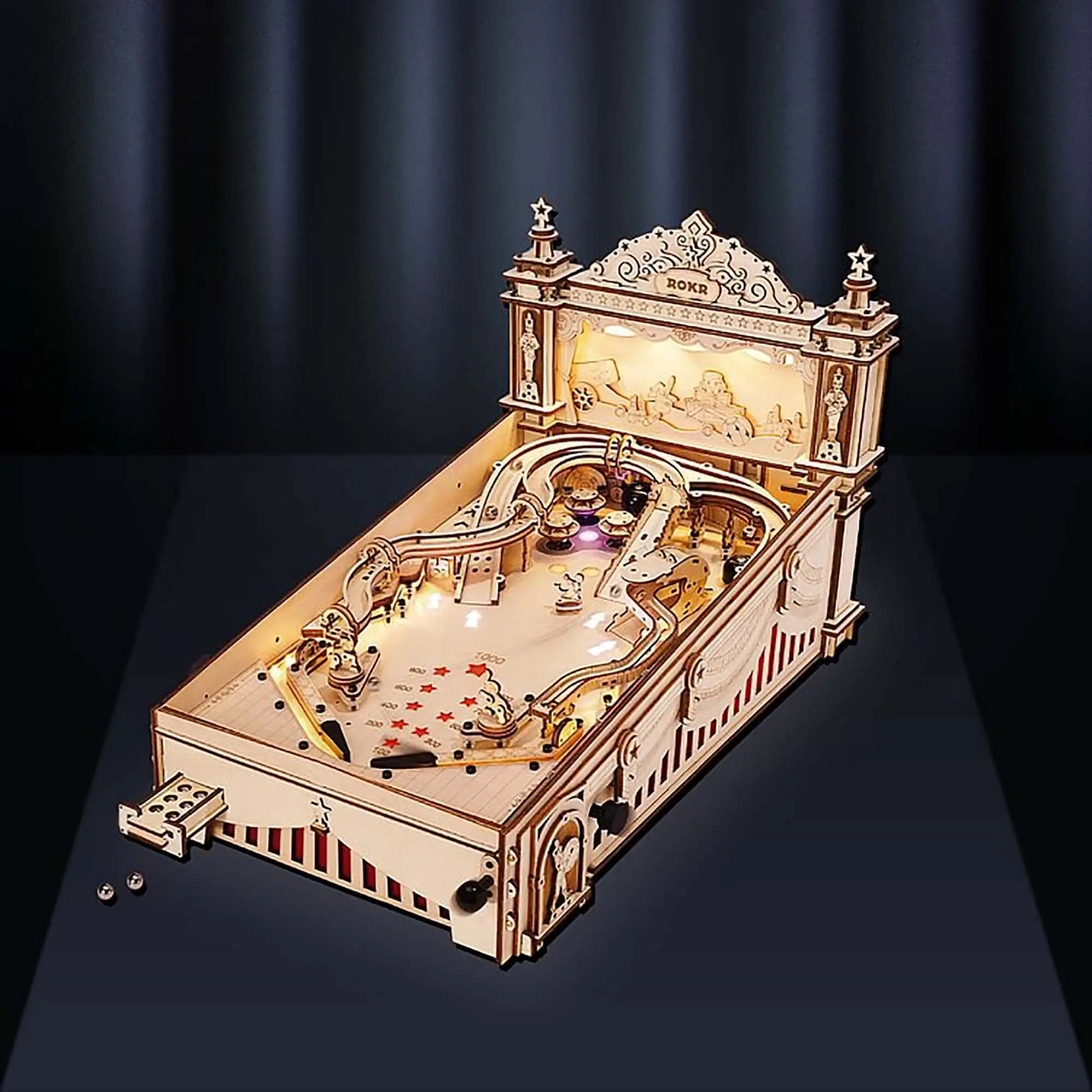 ROKR 3D Puzzle 3D Pinball Machine ，Retro Games Marble Run，Birthday Gift for Adult Kid，482 Pcs