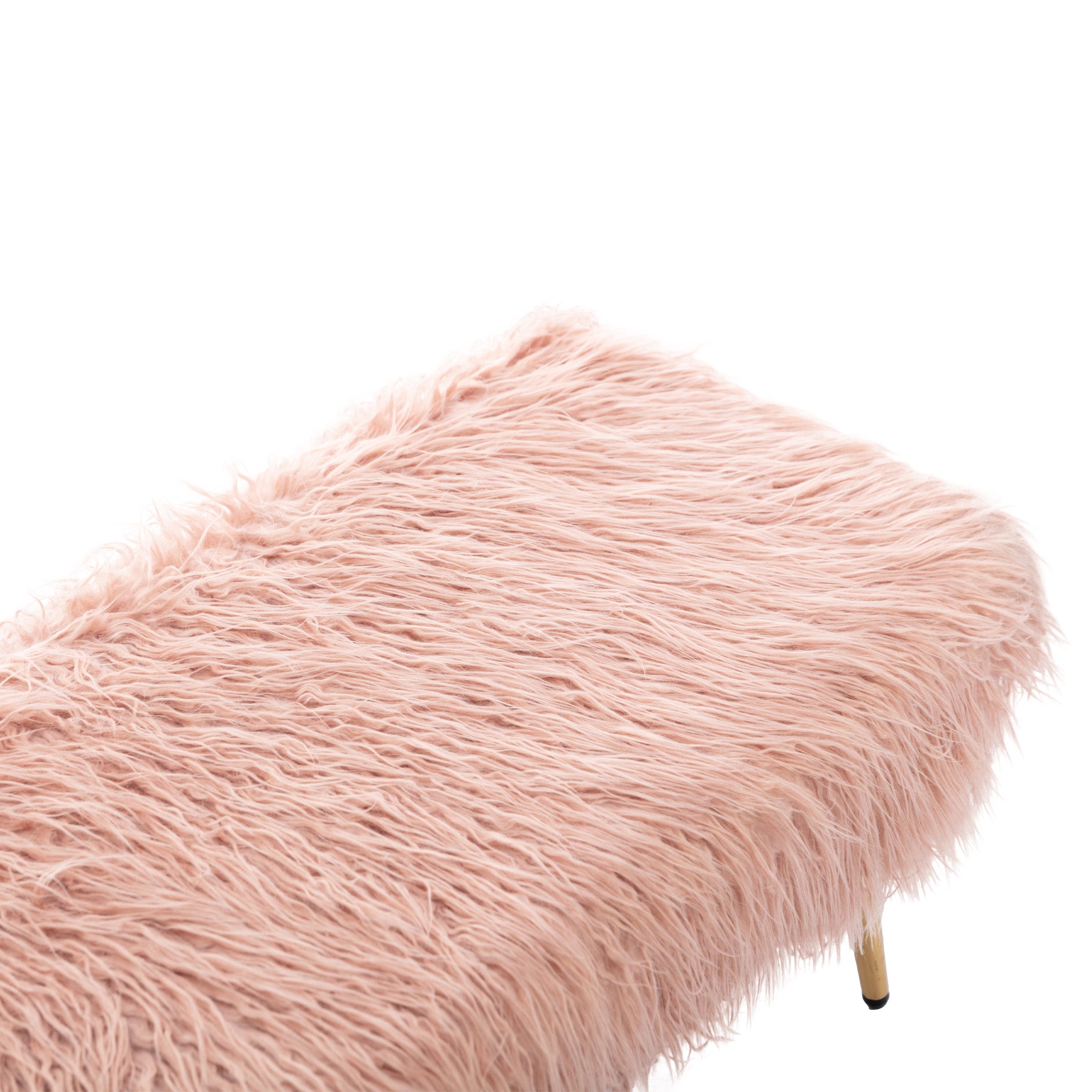 Gardenry Faux Fur Plush Bench, Modern Fluffy Upholstered Bench for Entryway Dining Room Living Room Bedroom, Pink