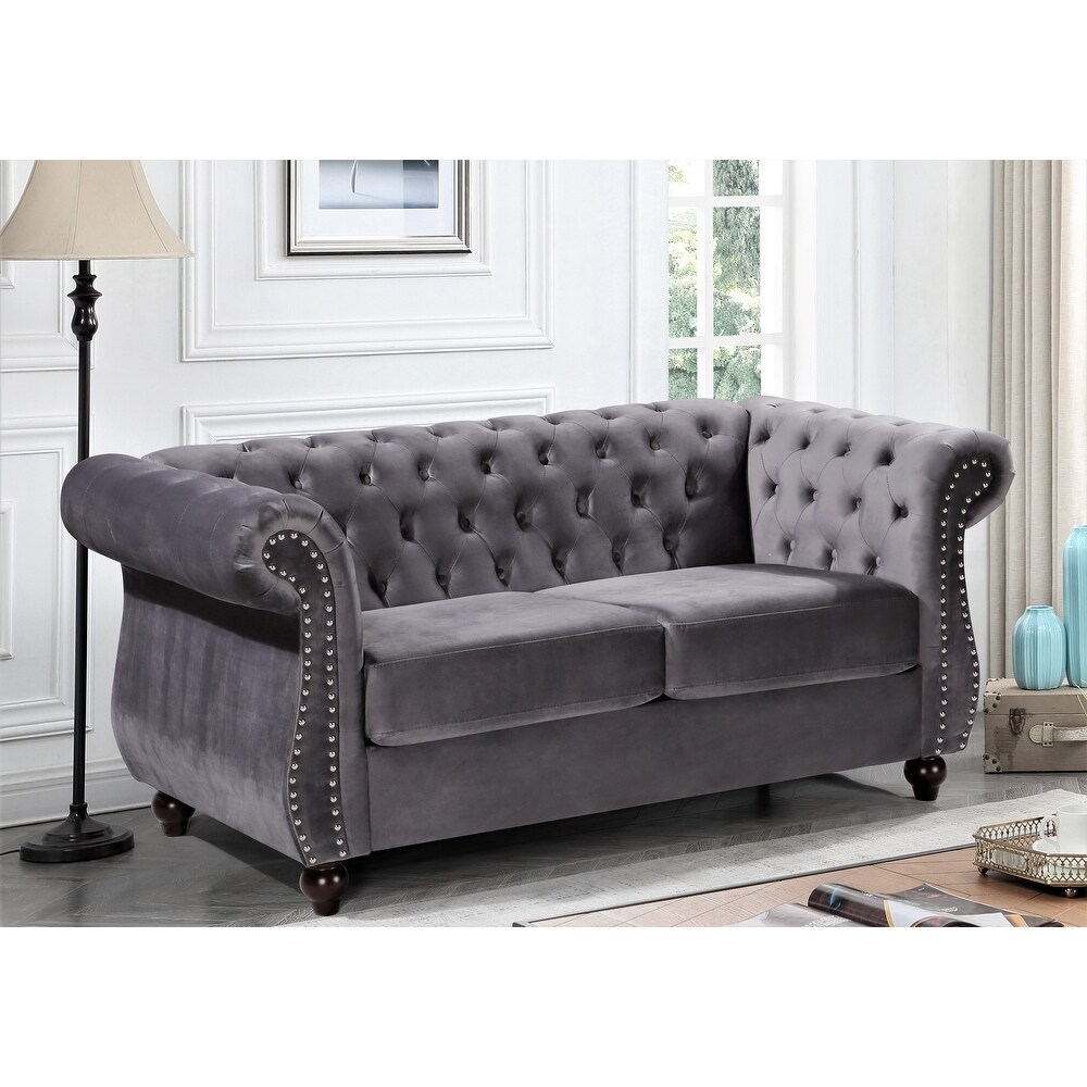 Kemos Velvet Chesterfield Loveseat