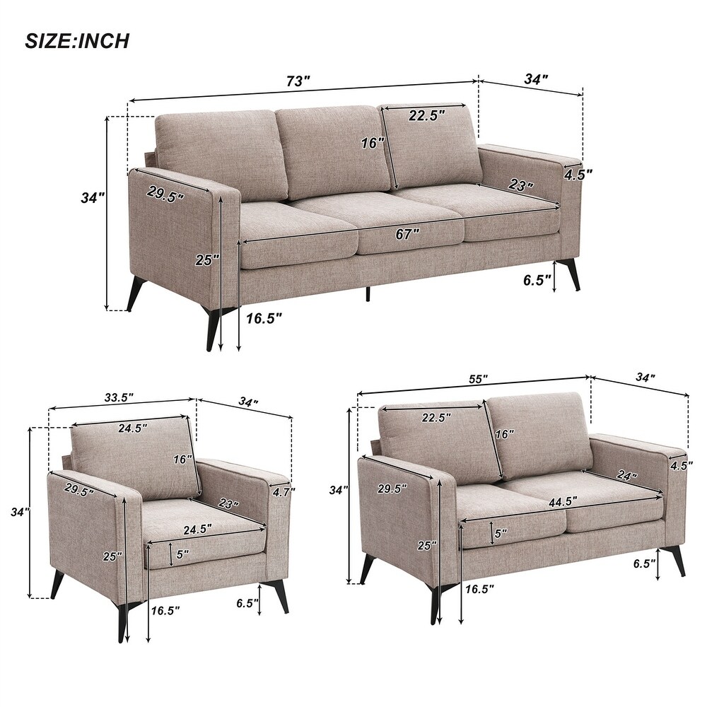 Chenille 3 Piece Sofa Sets