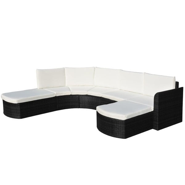 4 Piece Patio Lounge Set with Cushions Poly Rattan Black - Overstock - 36226185