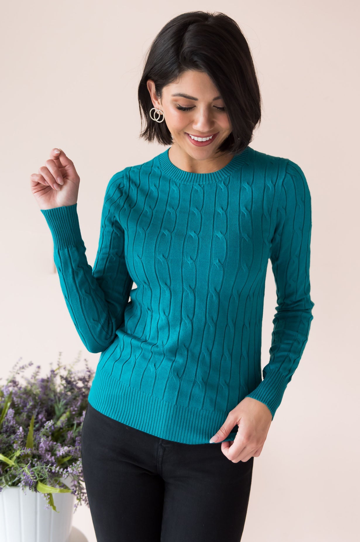 Restful Nights Modest Twisted Cable knit Sweater