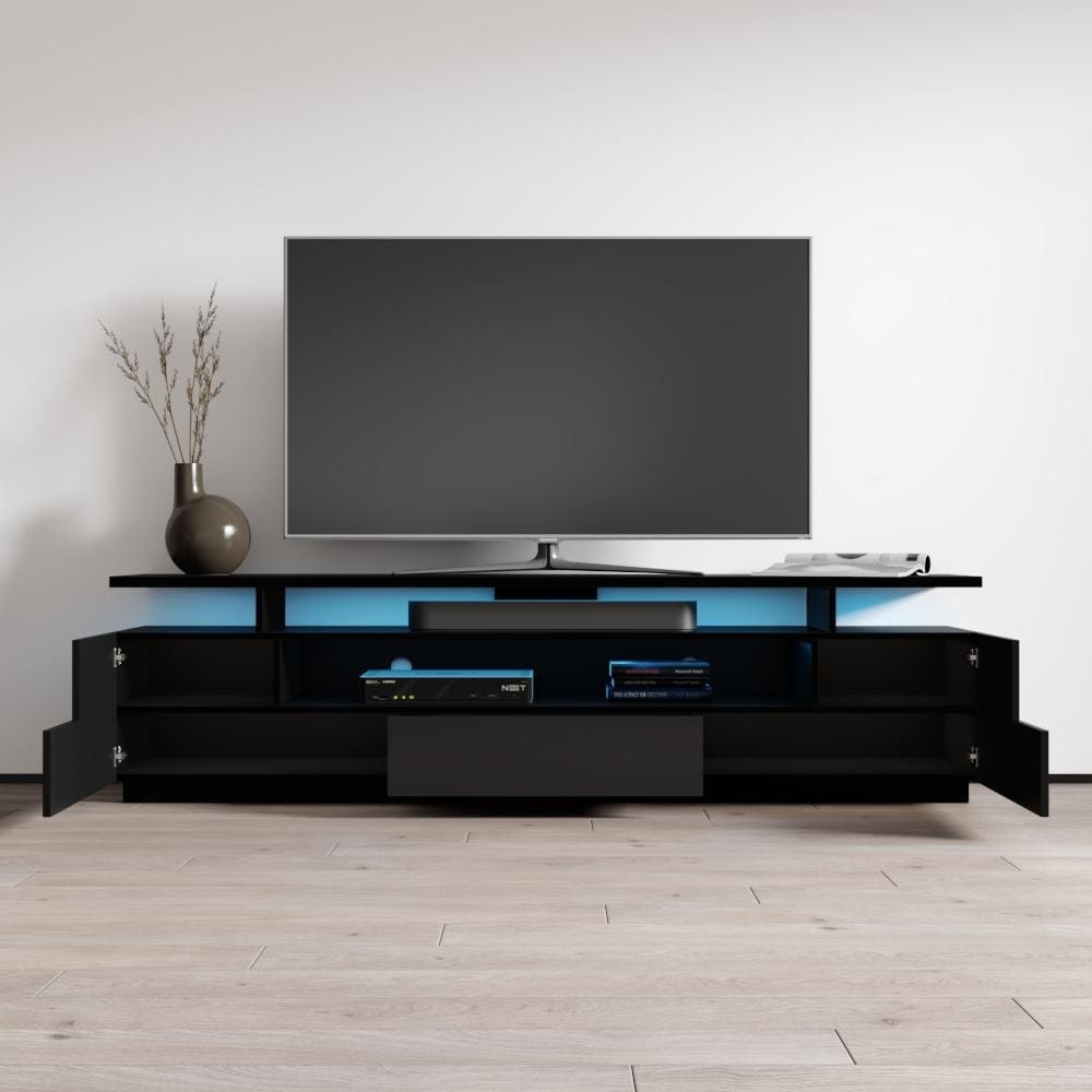 Strick   Bolton Sparkes 77 inch High Gloss TV Stand with LED Lights