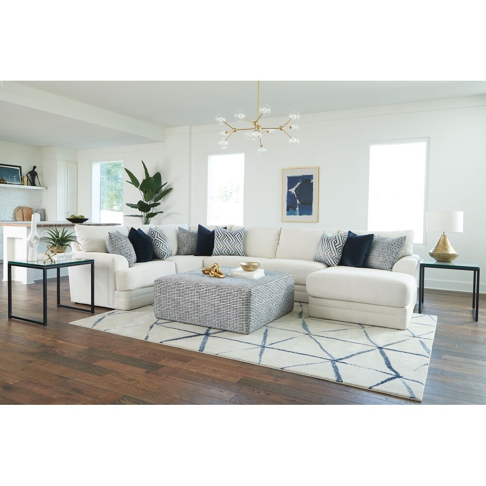 Pearson 4 Piece Fabric Sectional Chaise with Ottoman  Natural
