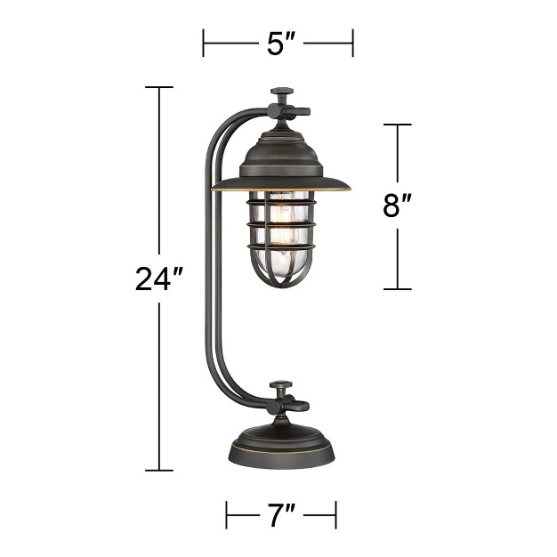 High Oil Rubbed Bronze Led Cage Glass Shade For Bedroom Living Room Bedside Nightstand Office House