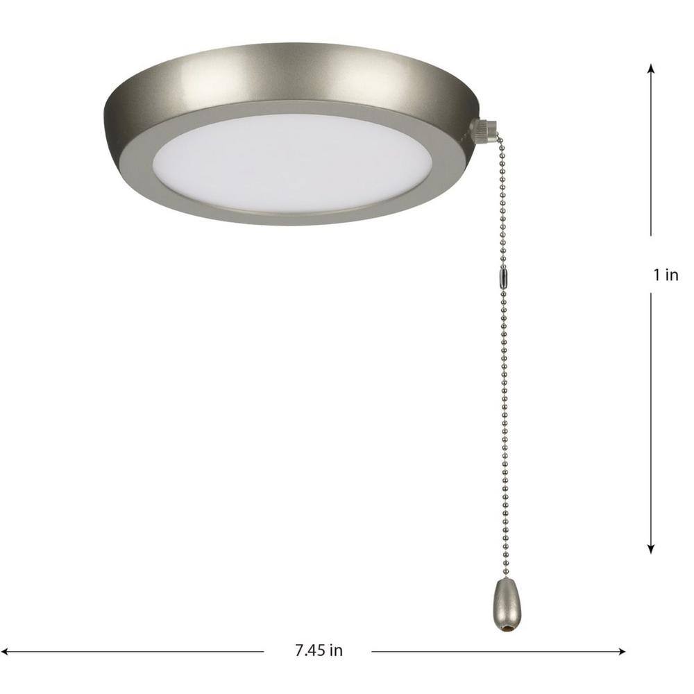 Progress Lighting AirPro 7 in. Painted Nickel Integrated LED Edgelit Ceiling Fan Light Kit with White Opal Shade P260002-152-30