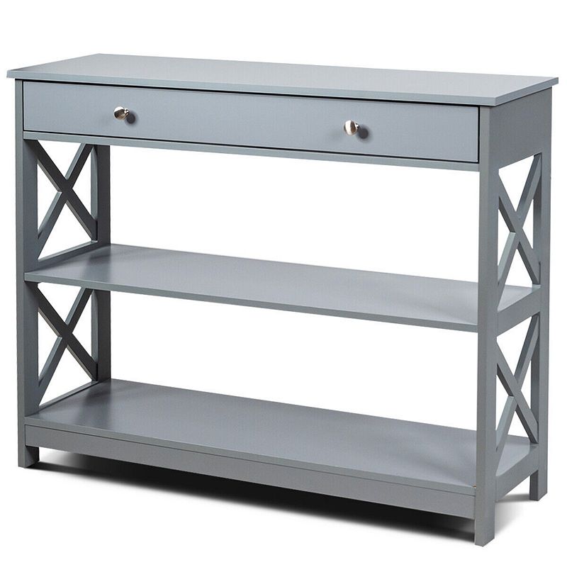 Console Table 3-Tier with Drawer and Storage Shelves