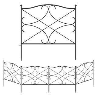 Kingdely 24.4 in. H x 23.6 in. W Black Metal Garden Fence Panel Outdoor Rustproof Decorative Garden Fence (5-Pack) TC-WFKF170101