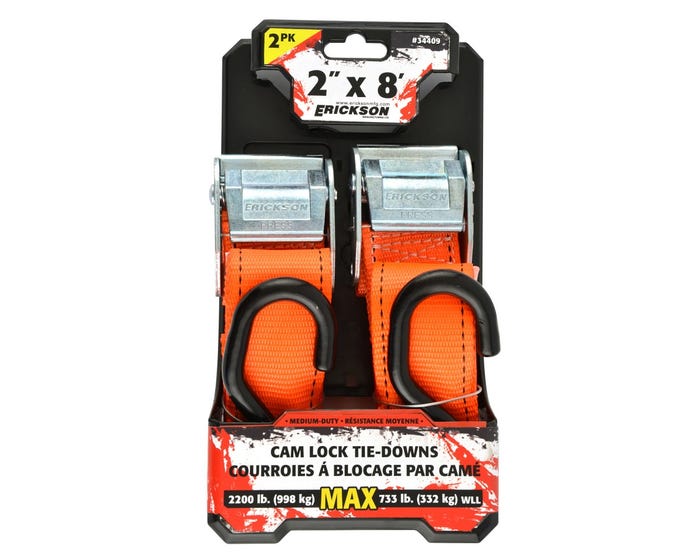 Erickson 2 pack 2 inch X 8 foot Cam Strap 2200 pounds (34409)