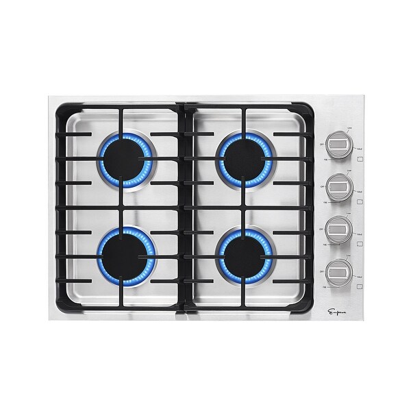 30-in Built-in Gas Cooktop with 4 Sealed Burners - LPG Convertible in Stainless Steel