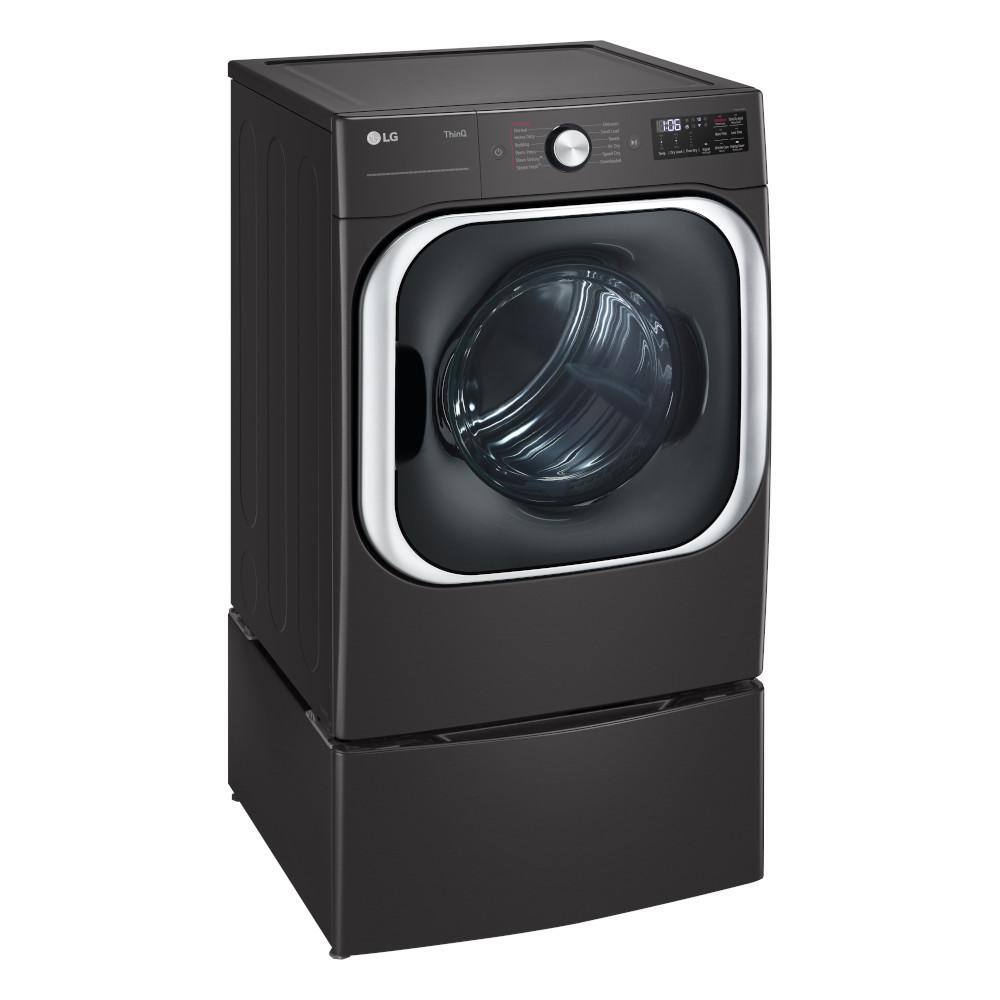 LG 9 cu. ft. Large Capacity Vented Smart Stackable Electric Dryer with Sensor Dry TurboSteam Extra Cycles in Black Steel DLEX8900B