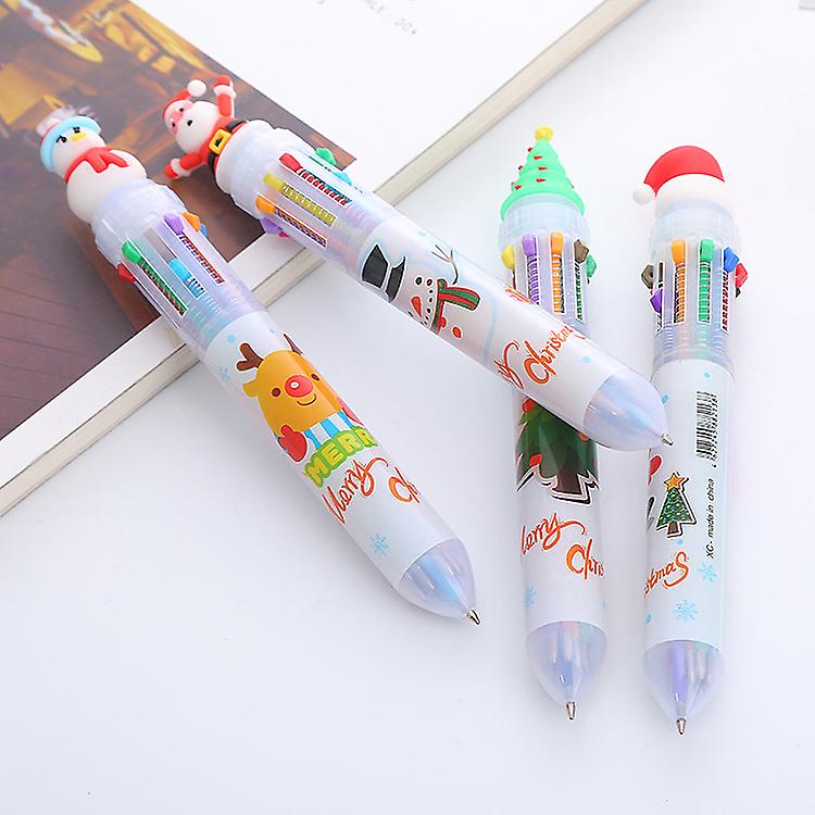 Retractable Ballpoint Pen Gel Pen 10 In 1 Gift Pens Multicolor Christmas 2ml Liquid Ink Pens For Office School Supplies As A Children Gift Preppy Pen