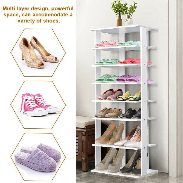 Costway Patented Wooden Shoes Storage Stand 7 Tiers Big Shoe Rack Organizer Multi shoe Rack