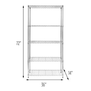 Honey-Can-Do Chrome 5-Tier Metal Wire Shelving Unit (14 in. W x 72 in. H x 36 in. D) SHF-01443