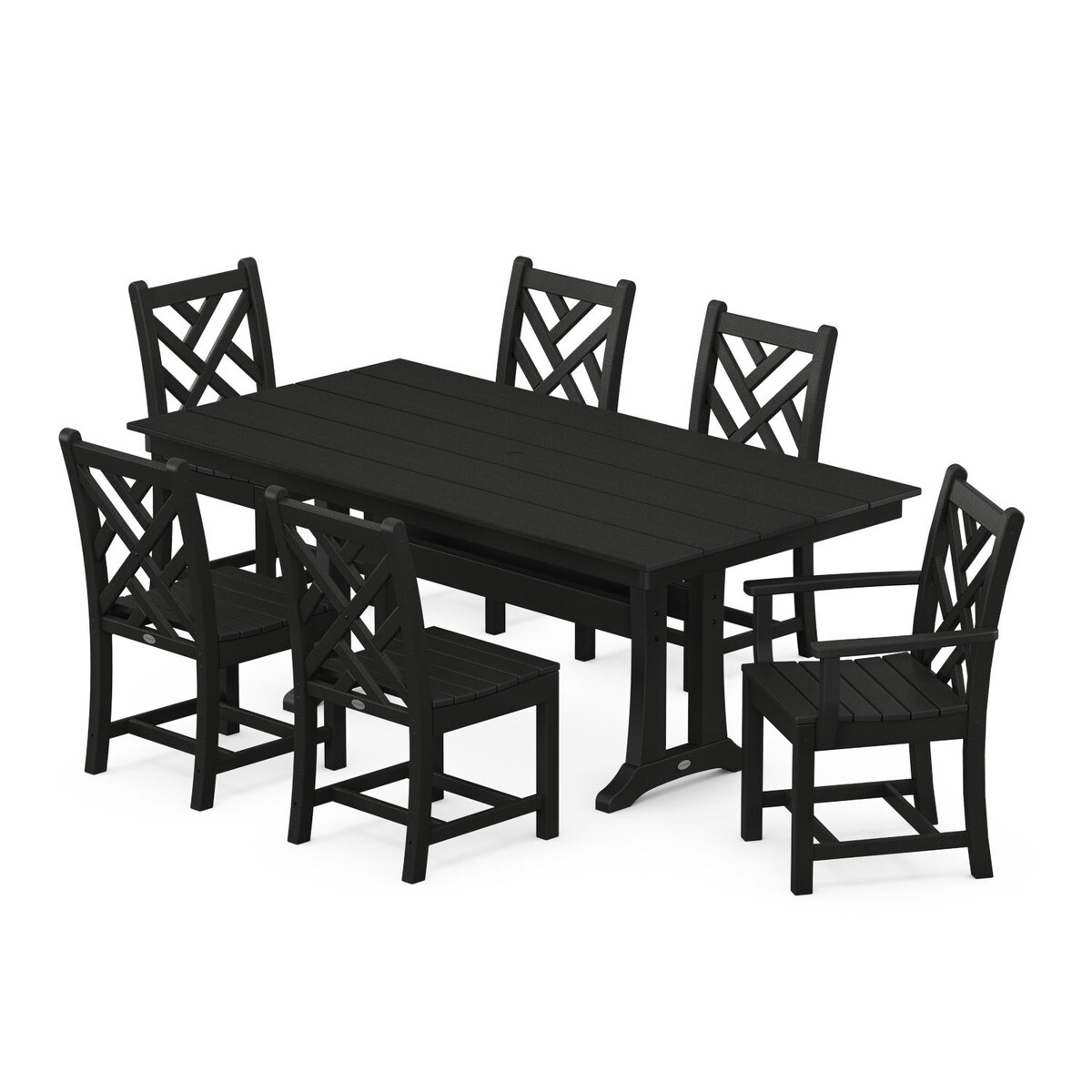 POLYWOOD Chippendale 7-Piece Farmhouse Trestle Dining Set