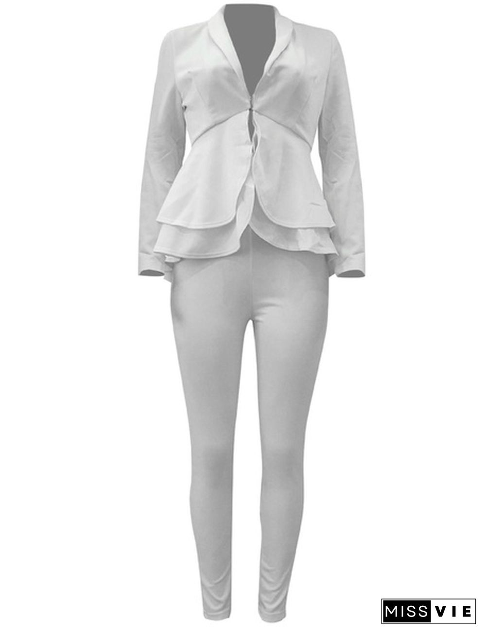 Women's 2 Piece Business Outfit Casual Blazer And Pencil Pant Suits Set