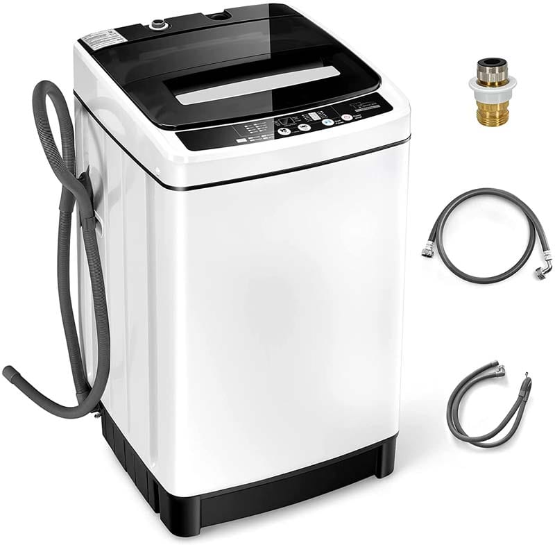 11 LBS Full-Automatic Portable Washing Machine, Top Load All In One Washer Dryer Combo