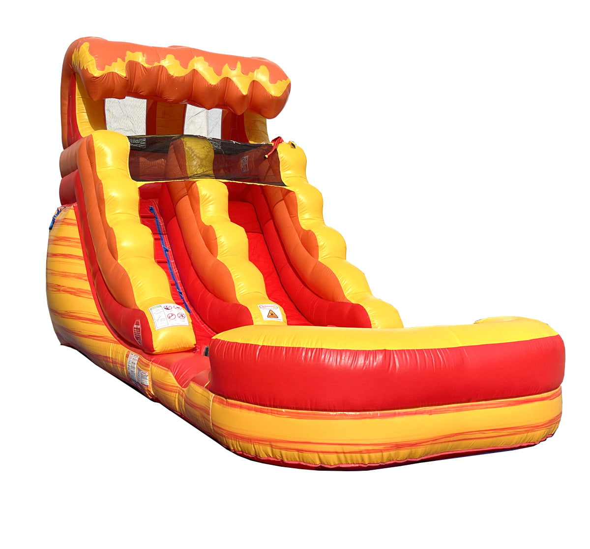 Pogo Bounce House Crossover Kids Inflatable Water Slide, Fire Marble with Blower, 12 ft