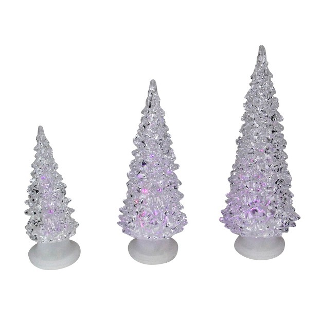 Northlight Set Of 3 Clear Color Changing Led Lighted Christmas Trees