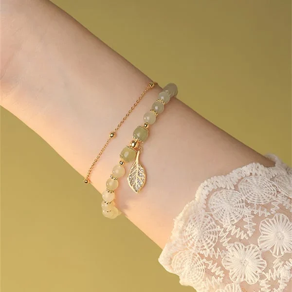 🔥  BUY 1 GET 1 FREE 💞--Lucky Wada Jade gold leaf bracelet