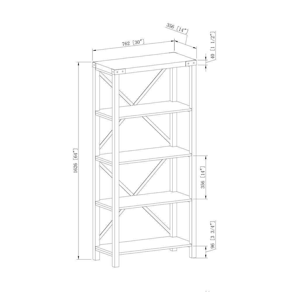 Walker Edison Furniture Company 64 in. Gray Wash Wood 4-shelf Etagere Bookcase with Open Back HDS64MXGW