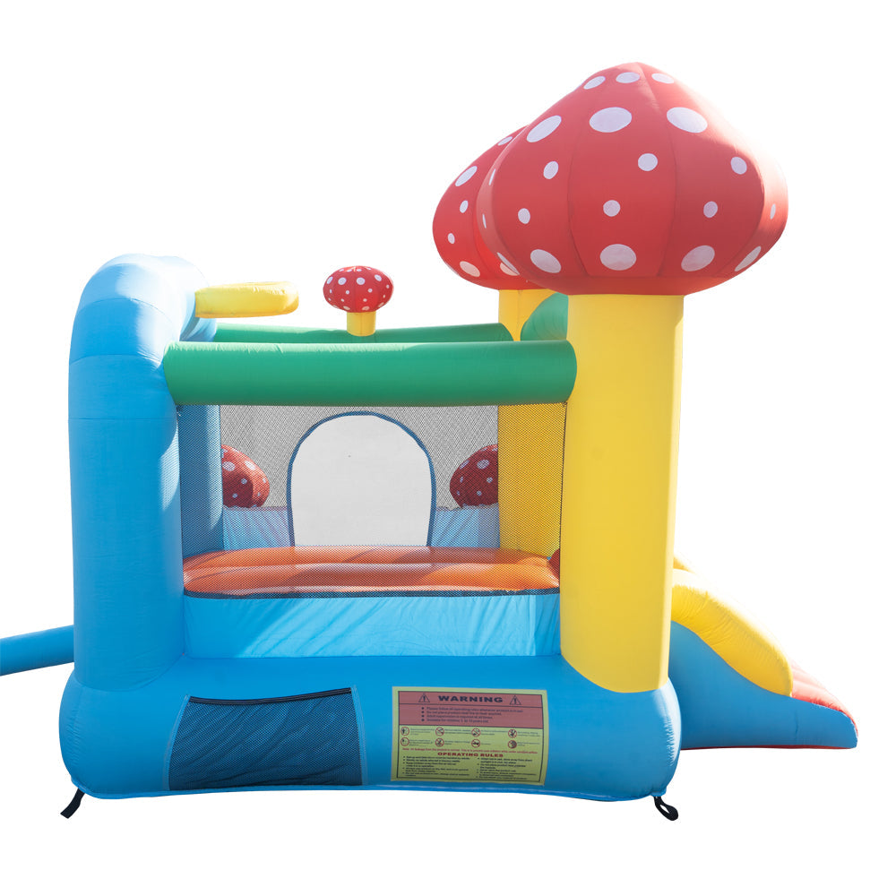 Kids Inflatable Water Slide, Inflatable Jumping Castle with Mini Swimming Pool and Slide, include Blower, Slide Bouncer Water Pool, Mushroom Pattern