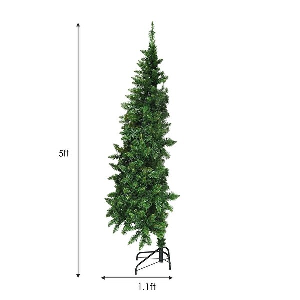 Gymax 5ft LED Prelit Half Christmas Tree PVC Artificial Tree w/ 8