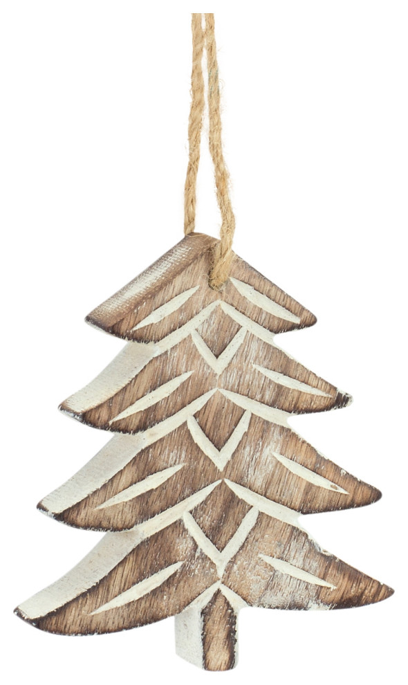 Tree Ornament  12 Piece Set  4 quotH  5.75 quotH Wood   Transitional   Christmas Ornaments   by Timeout PRO  Houzz