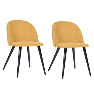 Homy Casa Zomba Yellow Fabric Upholstered Side Dining Chairs ( Set of 2) ZOMBA TERRY FABRIC YELLOW A