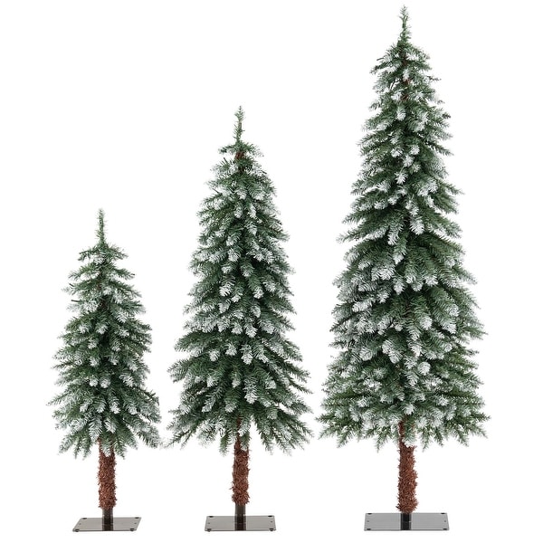 Set of 3 PreLit Slim Christmas Tree Artificial Decoration 3/4/5 FT