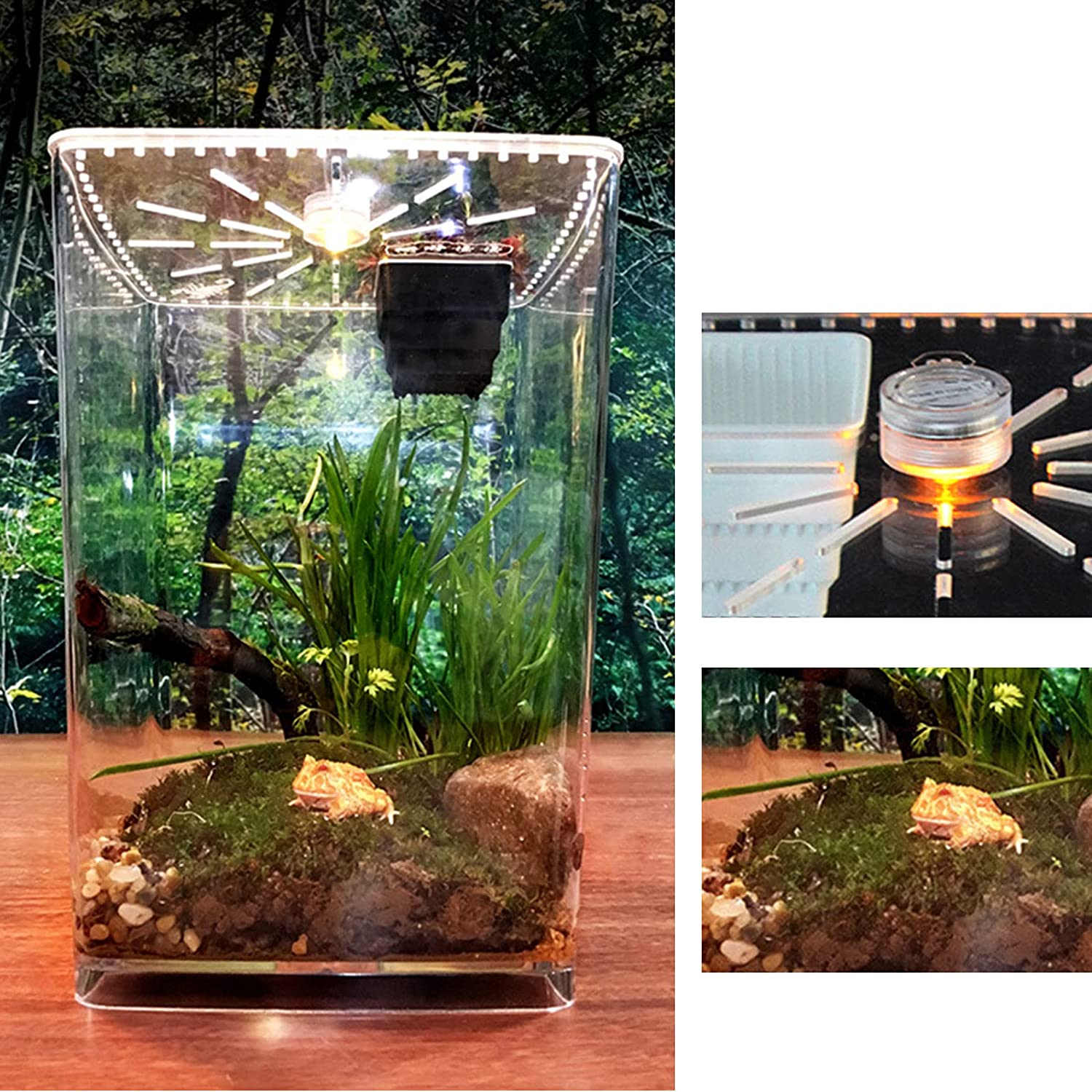 Miumaeov Acrylic Reptile Terrarium Cage Reptile Terrarium Gecko Lizard Snake Spider Pet Cage Tank Durable