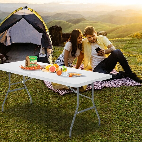 Portable Folding Camping Table with Carrying Handle for PicnicWhite