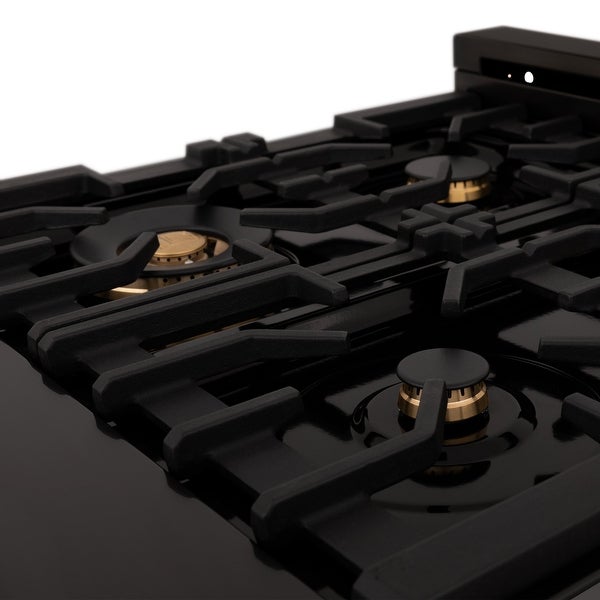 ZLINE Porcelain Stovetop in Black Stainless Steel - Gas Brass Burners