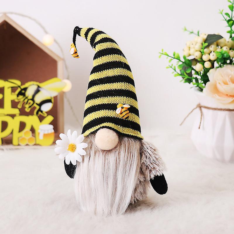 Bee Stripe Pattern Knitted Stripe Faceless Doll With Large Nose Doll Decoration