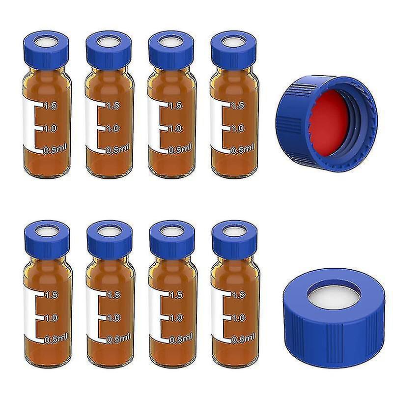 2ml Autosampler Vials Pack Of 100 - Hplc Vials 9-425 Vials With Blue Screw Caps，red White Septa