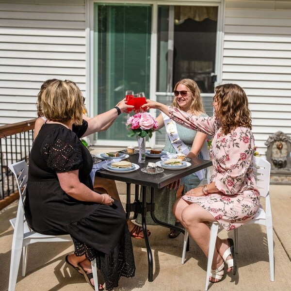 Square Plastic Top Outdoor Dining Table with Iron Legs