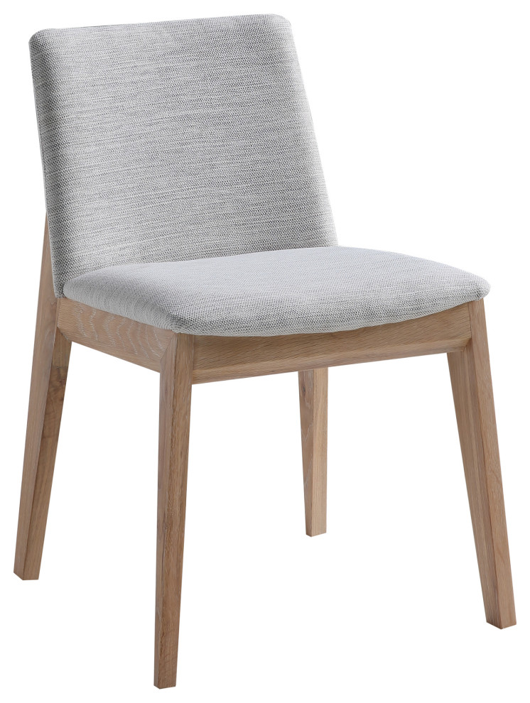 Deco Oak Dining Chair  White PVC  Set of 2   Midcentury   Dining Chairs   by Moe  x27s Home Collection  Houzz