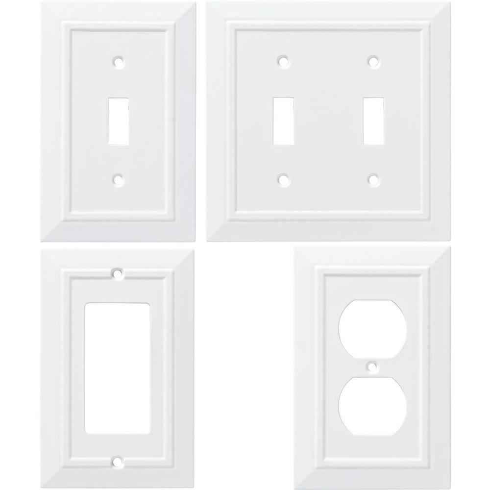 Franklin Brass Classic Architecture Pure White Antimicrobial 1-Gang Decorator Wall Plate (4-Pack) W35243-PWA-C