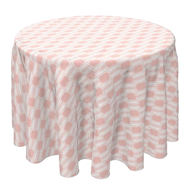 Round Tablecloth， 100% Cotton， 60 Round， Pink Retro Modern