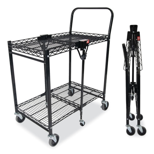 Bostitch Stowaway Folding Carts， Metal， 2 Shelves， 250 lb Capacity， 29.63