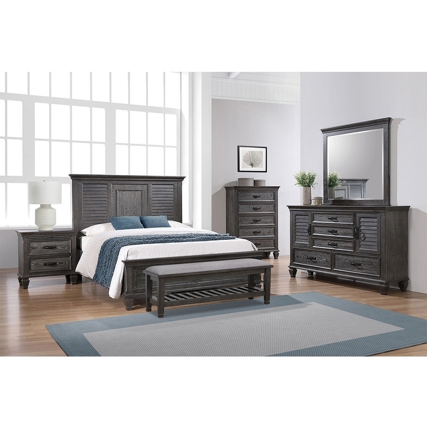 Wooden Eastern King Bedroom Set in Weathered Sage - - 36135653