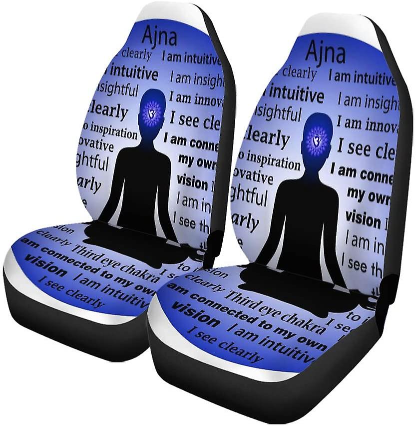 Set Of 2 Car Seat Covers Blue Aura Meditating Woman Ajna Chakra Affirmation Energy Universal Auto Front Seats Protector Fits